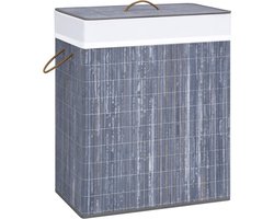 vidaXL - Wasmand - met - 2 - vakken - 100 - L - bamboe - grijs