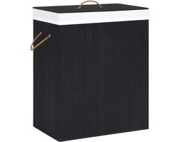vidaXL Wasmand - Wasmanden - Mand - Manden - Wasmand met 2 vakken 100 L bamboe zwart