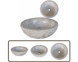 vidaXL Wastafel - 40 cm - Marmer - Crème Marmeren Wastafel - Ronde Wastafel - Creme Wastafel - Badkamer Accessoires - Wastafel Kopen