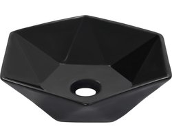 vidaXL - Wastafel - 41x36,5x12 - cm - keramiek - zwart