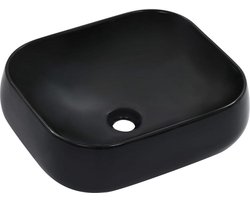 vidaXL - Wastafel - 44,5x39,5x14,5 - cm - keramiek - zwart