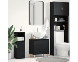 vidaXL - Wastafel - kabinet - voor - de - badkamer - Zwart - Eiken - 58 - x - 33 - x - 60 - cm