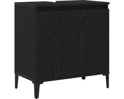 vidaXL - Wastafel - kabinet - voor - de - badkamer - Zwart - Eiken - 58 - x - 33 - x - 60 - cm