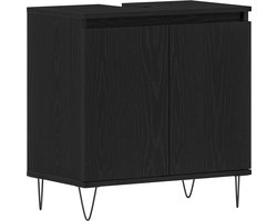 vidaXL - Wastafel - kabinet - voor - de - badkamer - Zwart - Eiken - 58 - x - 33 - x - 60 - cm