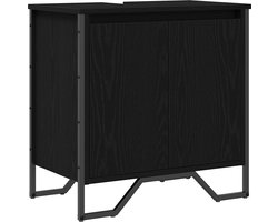 vidaXL - Wastafel - kabinet - voor - de - badkamer - Zwart - Eiken - 60 - x - 35 - x - 60 - cm