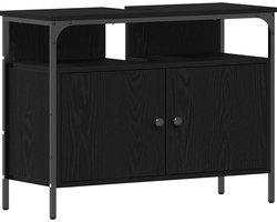 vidaXL - Wastafel - kabinet - voor - de - badkamer - Zwart - eiken - 80 - x - 30 - x - 60 - cm