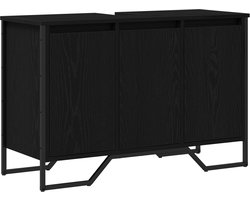 vidaXL - Wastafel - kabinet - voor - de - badkamer - Zwart - Eiken - 91 - x - 35 - x - 60 - cm
