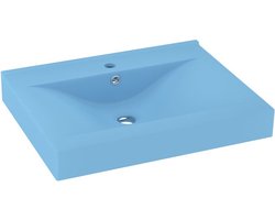 vidaXL - Wastafel - met - kraangat - 60x46 - cm - keramiek - mat - lichtblauw