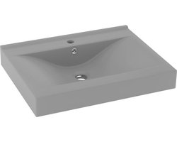 vidaXL - Wastafel - met - kraangat - 60x46 - cm - keramiek - mat - lichtgrijs