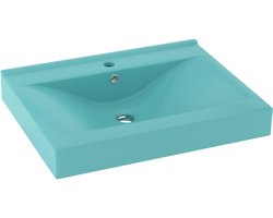 vidaXL - Wastafel - met - kraangat - 60x46 - cm - keramiek - mat - lichtgroen
