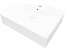 vidaXL - Wastafel - met - kraangat - rechthoekig - 60x46 - cm - keramiek - wit
