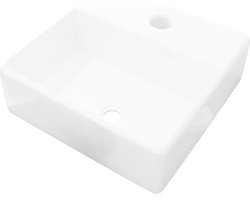 vidaXL - Wastafel - met - kraangat - vierkant - keramiek - wit