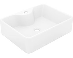 vidaXL - Wastafel - met - kraangat - wit - vierkant - keramiek