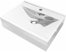 vidaXL - Wastafel - met - overloop - 60x46x16 - cm - keramiek - zilverkleurig