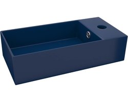 vidaXL - Wastafel - met - overloop - keramiek - donkerblauw