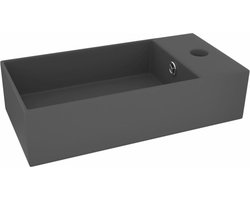 vidaXL - Wastafel - met - overloop - keramiek - donkergrijs