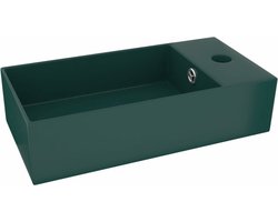 vidaXL - Wastafel - met - overloop - keramiek - donkergroen