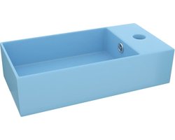 vidaXL - Wastafel - met - overloop - keramiek - lichtblauw