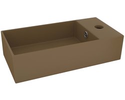 vidaXL - Wastafel - met - overloop - keramiek - matcrème