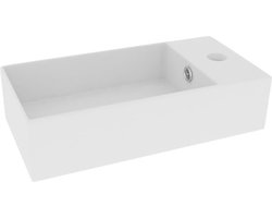 vidaXL - Wastafel - met - overloop - keramiek - matwit