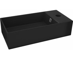 vidaXL - Wastafel - met - overloop - keramiek - matzwart