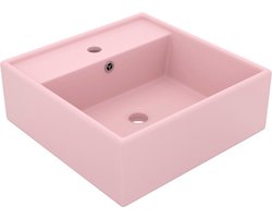 vidaXL - Wastafel - met - overloop - vierkant - 41x41 - cm - keramiek - matroze