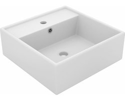 vidaXL - Wastafel - met - overloop - vierkant - 41x41 - cm - keramiek - matwit