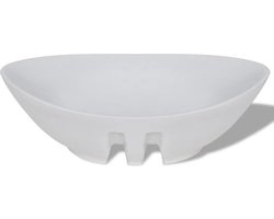 vidaXL - Wastafel - met - overloop - zwart - ovaal - keramiek - 59 - x - 38,5 - cm