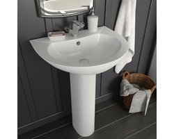 vidaXL - Wastafel - op - voet - vrijstaand - 520x440x190 - mm - keramiek - wit