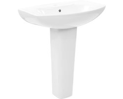 vidaXL - Wastafel - op - voet - vrijstaand - 650x520x200 - mm - keramiek - wit