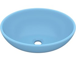 vidaXL - Wastafel - ovaal - 40x33 - cm - keramiek - mat - lichtblauw