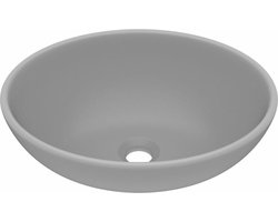 vidaXL - Wastafel - ovaal - 40x33 - cm - keramiek - mat - lichtgrijs
