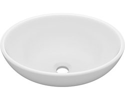 vidaXL - Wastafel - ovaal - 40x33 - cm - keramiek - matwit