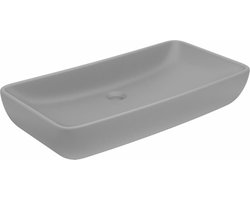 vidaXL - Wastafel - rechthoekig - 71x38 - cm - keramiek - mat - lichtgrijs