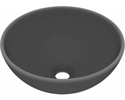 vidaXL - Wastafel - rond - 32,5x14 - cm - keramiek - mat - donkergrijs