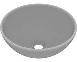vidaXL - Wastafel - rond - 32,5x14 - cm - keramiek - mat - lichtgrijs