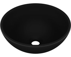 vidaXL - Wastafel - rond - 32,5x14 - cm - keramiek - matzwart