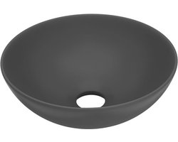 vidaXL - Wastafel - rond - keramiek - donkergrijs
