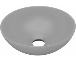 vidaXL - Wastafel - rond - keramiek - lichtgrijs