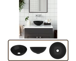 vidaXL Wastafel Rond Keramiek - Mat Zwart - 28x10 cm Badkamerwastafel - Ronde Wastafel - Zwarte Wastafel - Keramische Wastafel - Wandmontage Wastafel