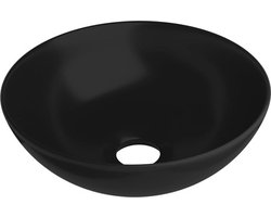 vidaXL - Wastafel - rond - keramiek - matzwart