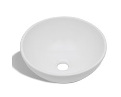 vidaXL - Wastafel - rond - keramiek - wit
