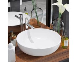 vidaXL - Wastafel - rond - wit - 41,5x13,5 - cm - keramiek