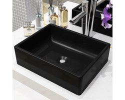 vidaXL - Wastafel - vierkant - 41x30x12 - cm - keramiek - zwart