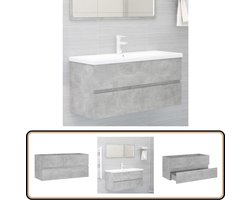 vidaXL Wastafelkast - 100x38,5x45 cm - Betongrijs Gootsteenkast - Badkamermeubilair - Opslagoplossing - Spaanplaat Kast - Beton Grijs