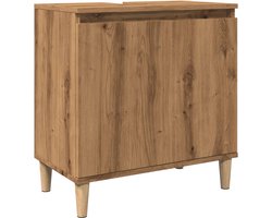 vidaXL - Wastafelkast - 58x33x60 - cm - bewerkt - hout - artisanaal - eikenkleur