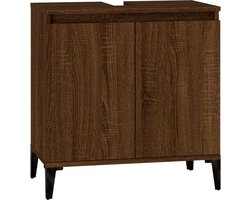 vidaXL - Wastafelkast - 58x33x60 - cm - bewerkt - hout - bruin - eikenkleur