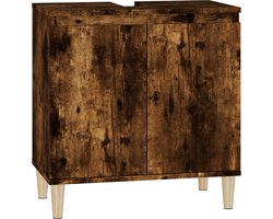 vidaXL - Wastafelkast - 58x33x60 - cm - bewerkt - hout - gerookt - eikenkleurig