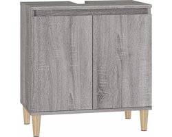 vidaXL - Wastafelkast - 58x33x60 - cm - bewerkt - hout - grijs - sonoma - eikenkleurig
