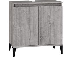 vidaXL - Wastafelkast - 58x33x60 - cm - bewerkt - hout - grijs - sonoma - eikenkleurig